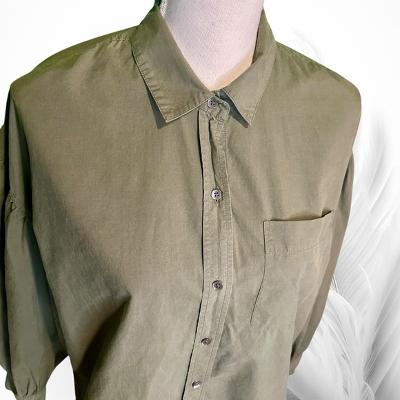 Rails ‘Janae’ High Low Button-Down Shirt in Green “Olive Smoke” Size Medium - Picture 6 of 15